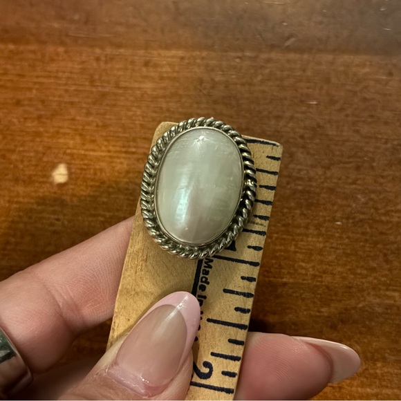 Vintage Navajo NakaiSterling Earrings white Mother Of Pearl
